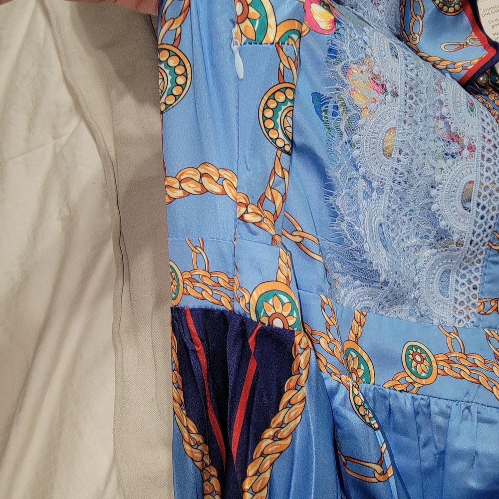 Dalia Macphee Floral Long Sleeve Dress - Blue - Picture 10 of 16